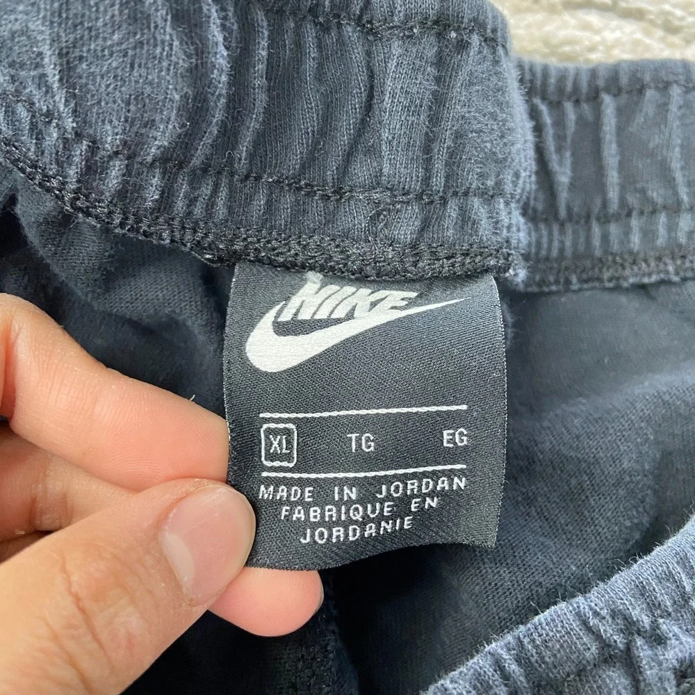 Y2k Nike Jogger Pants Mens‎ XL Black Swoosh Logo Drawstring Waist Tapered Leg